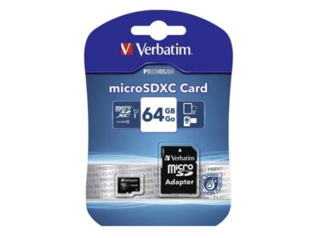 Micro SDXC Card 64GB Class 10 inkl. Adapter